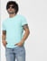 Green Textured Knit Crew Neck T-shirt_382341+1