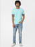 Green Textured Knit Crew Neck T-shirt_382341+6