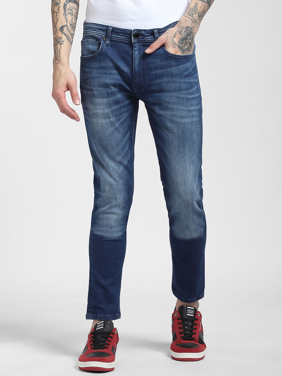 Buy Dark Indigo Blue Skinny Fit Denim Deluxe Stretch Jeans Online at  Muftijeans