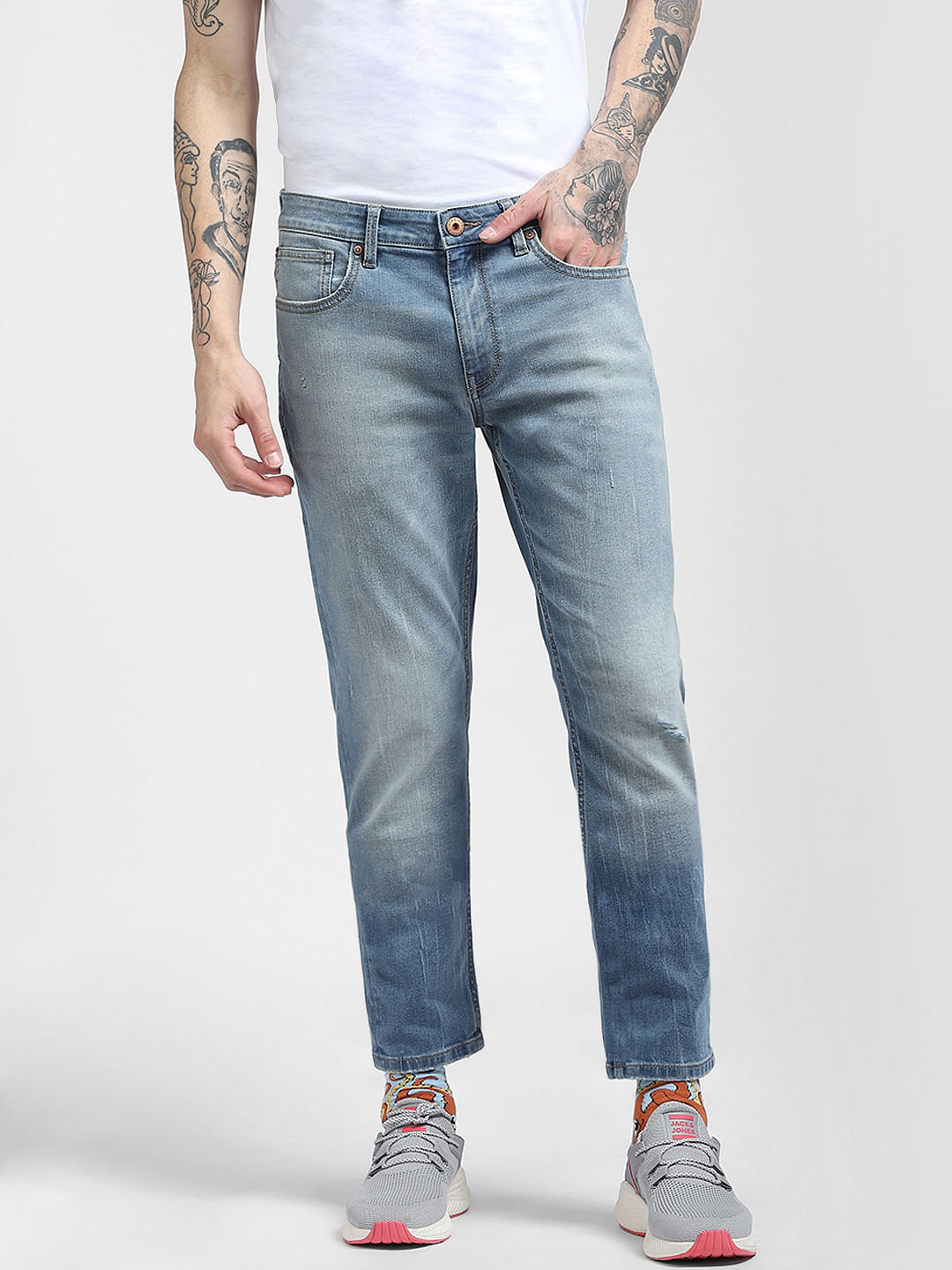 JACK & JONES Herren Slim Fit Jeans Denim Used Look 