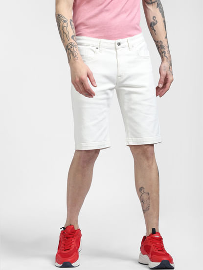 White Low Rise Denim Shorts