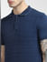 Blue Jacquard Polo Neck T-shirt_391792+5
