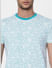 Blue Logo Print Crew Neck T-shirt_401104+5