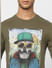 Olive Graphic Print Crew Neck T-shirt_401115+5