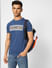 Blue Logo Print Crew Neck T-shirt_401121+1