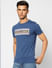 Blue Logo Print Crew Neck T-shirt_401121+3