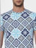 Blue Abstract Print Crew Neck T-shirt_401136+5