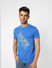 Blue Typographic Logo Crew Neck T-shirt_401149+3