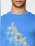 Blue Typographic Logo Crew Neck T-shirt_401149+5
