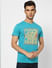 Blue Graphic Print Crew Neck T-shirt_401152+2