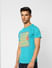 Blue Graphic Print Crew Neck T-shirt_401152+3