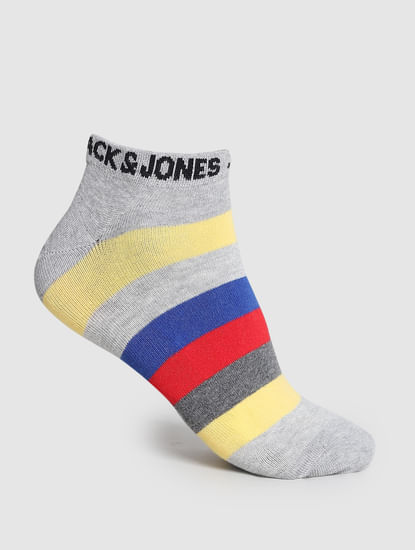 Grey Striped Mid-Length Socks