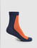 Navy Blue Colourblocked Mid-Length Socks_401183+2