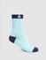 Green Colourblocked Mid-Length Socks_401185+2