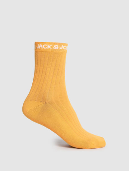 Orange Ribbed Mid-Length Socks