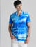 Blue Printed Short Sleeves Shirt_408413+1
