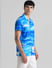 Blue Printed Short Sleeves Shirt_408413+2