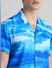Blue Printed Short Sleeves Shirt_408413+4