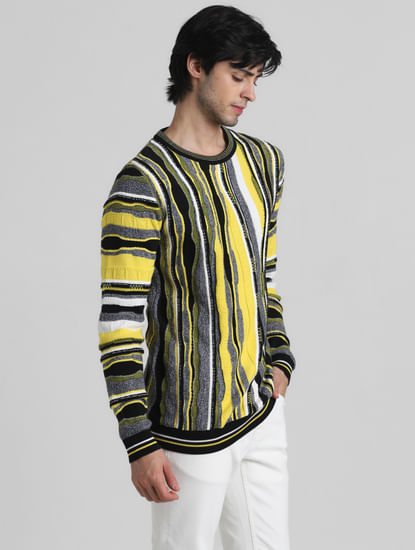 Yellow Abstract Print Pullover