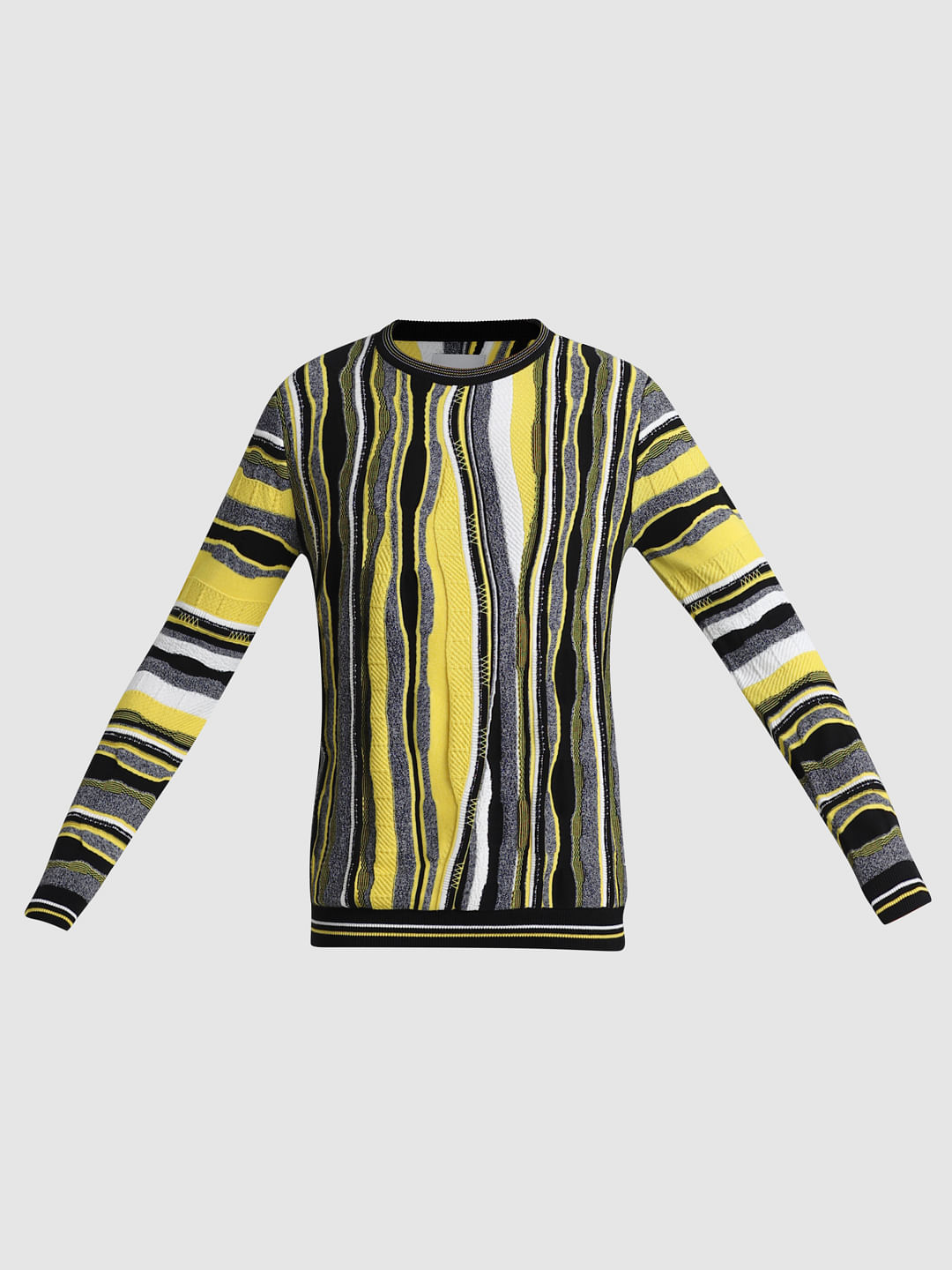 Yellow Abstract Print Pullover