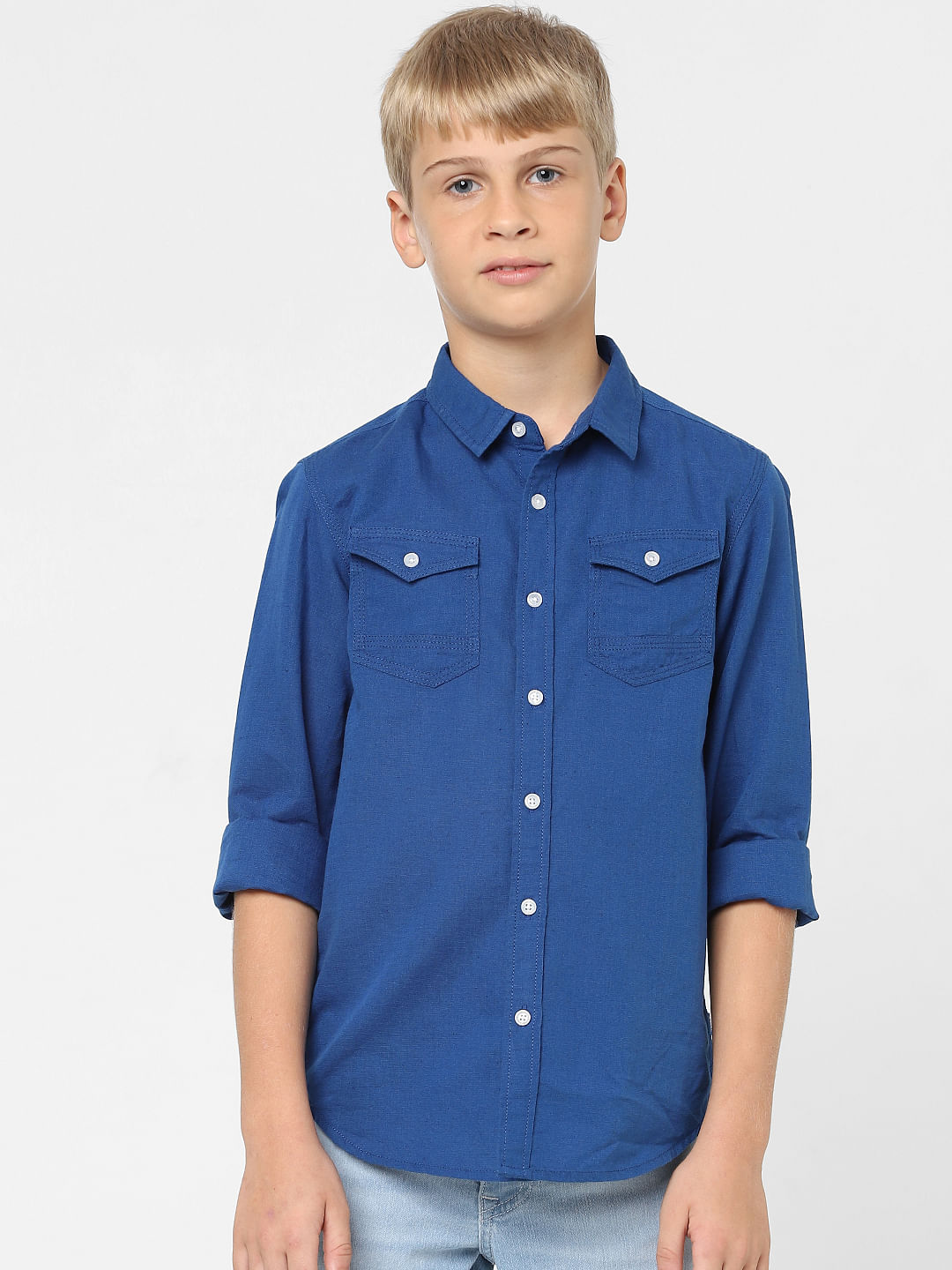 Boys short sleeve sales denim shirt