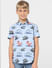 Boys Blue Dinosaur Print Short Sleeves Shirt_404627+2