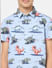Boys Blue Dinosaur Print Short Sleeves Shirt_404627+5