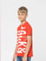 Boys Red Logo Print Crew Neck T-shirt_404624+3
