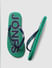 Green Logo Print Flip Flops