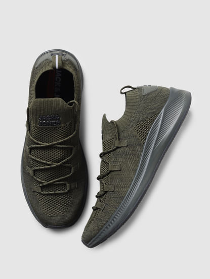 Olive Green Mesh Sneakers