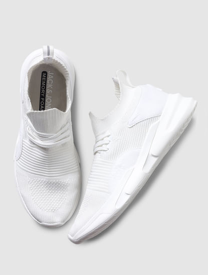 White Mesh Lace Up Sneakers