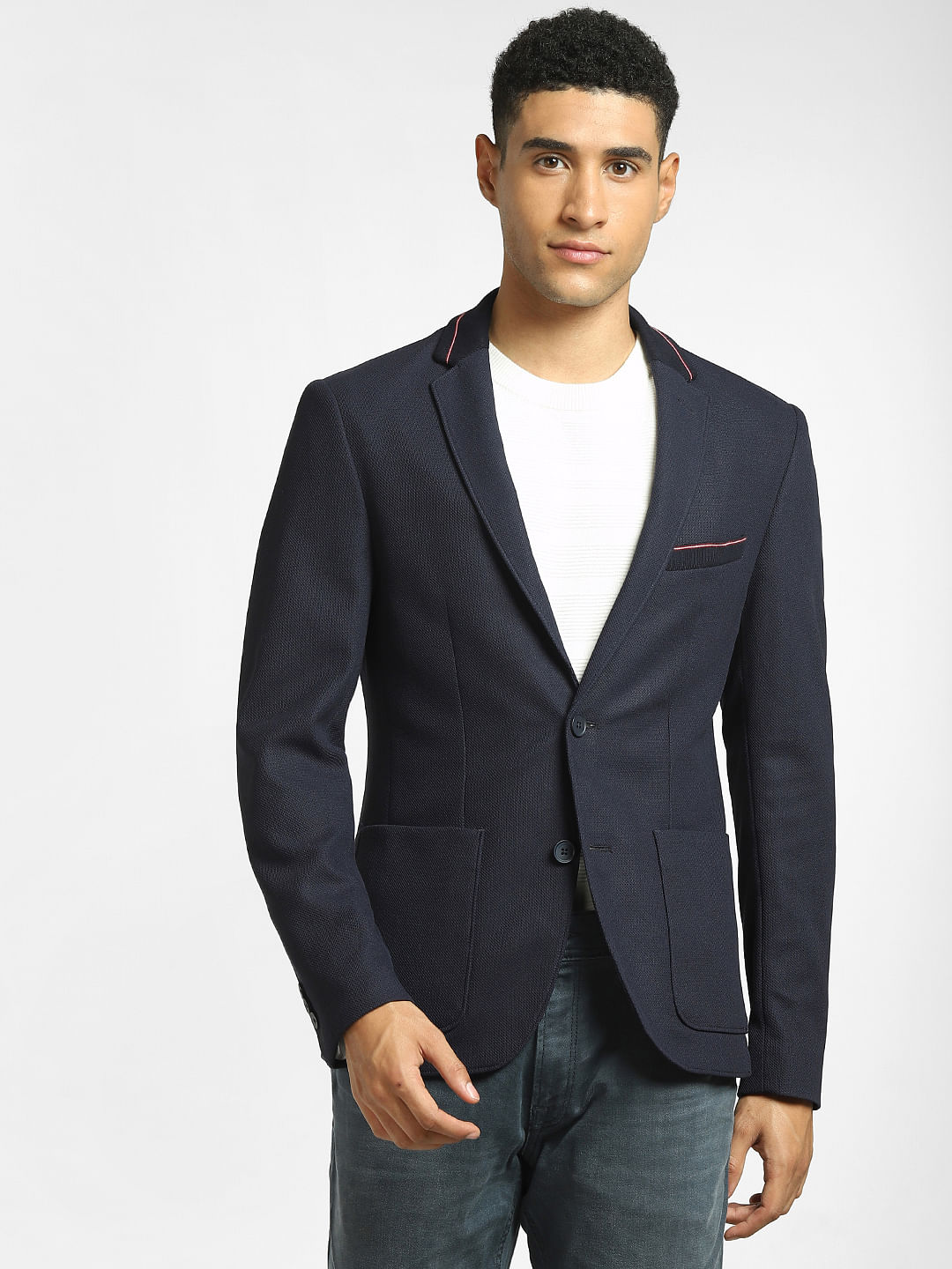 Casual navy blue online blazer