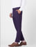 Purple Mid Rise Check Linen Trousers_402209+3
