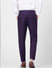 Purple Mid Rise Check Linen Trousers_402209+4