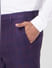 Purple Mid Rise Check Linen Trousers_402209+5