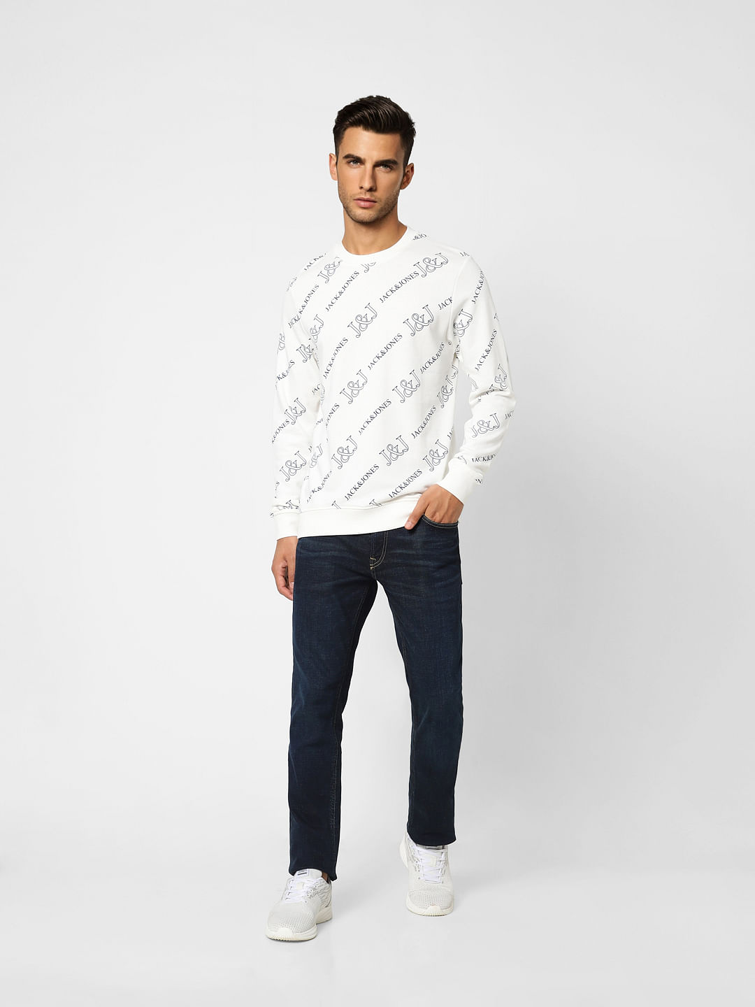 Buy White Logo Print Sweatshirt for Men