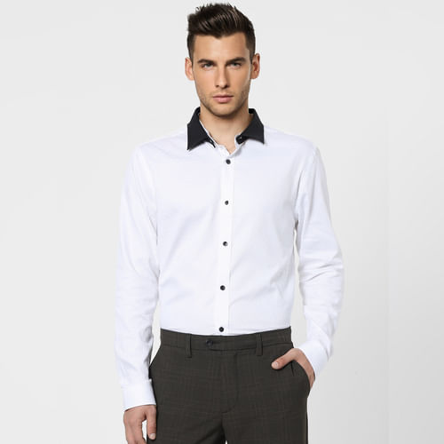 JACK&JONES White Full Sleeves Shirt