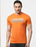 Orange Logo Print Crew Neck T-shirt_402005+2