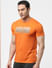Orange Logo Print Crew Neck T-shirt_402005+3