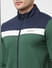 Green Colourblocked Zip-Up Sweatshirt_402033+5