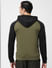 Green Colourblocked Zip-Up Sweatshirt_402037+4