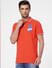 Red Contrast Tipping Polo T-shirt_402084+2