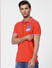 Red Contrast Tipping Polo T-shirt_402084+3