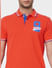 Red Contrast Tipping Polo T-shirt_402084+5
