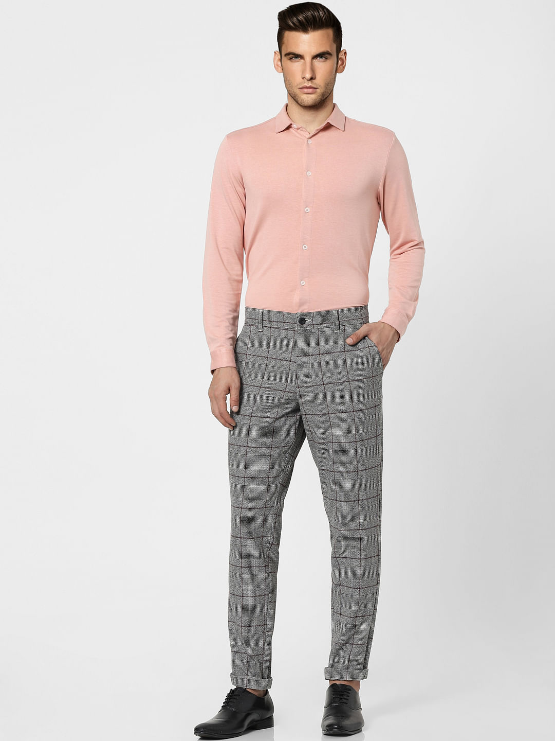 Buy Men Peach Regular Fit Formal Full Sleeves Formal Shirt Online - 859714  | Peter England