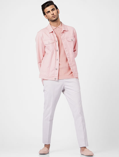 Pink Linen Polo Pullover