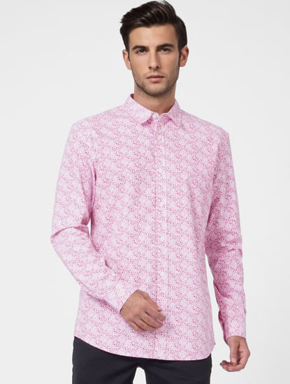 Pink Floral Full Sleeves Shirt