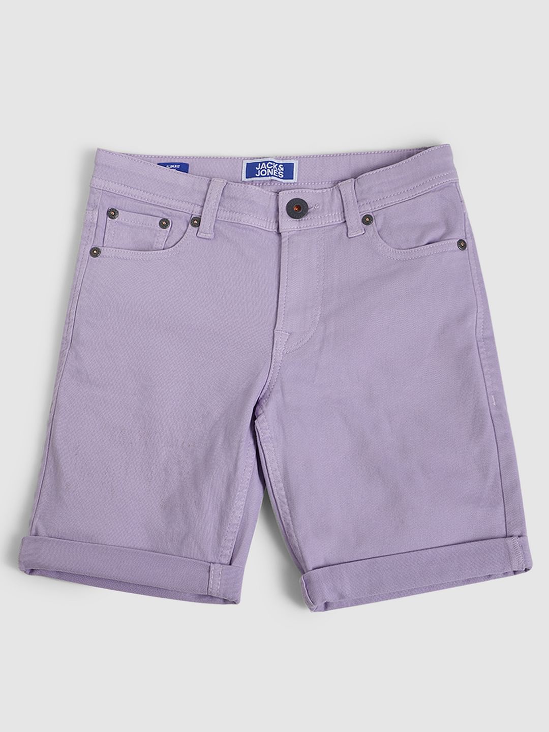 purple jean shorts