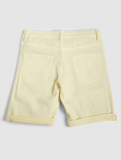 Boys Yellow Mid Rise Denim Shorts