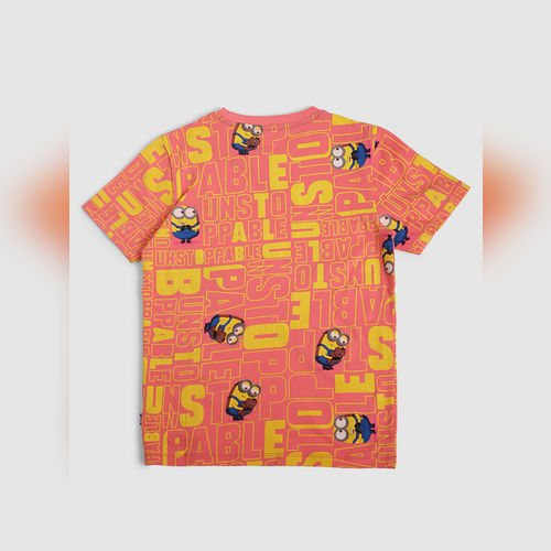 Boys X Minions Pink Crew Neck T-shirt